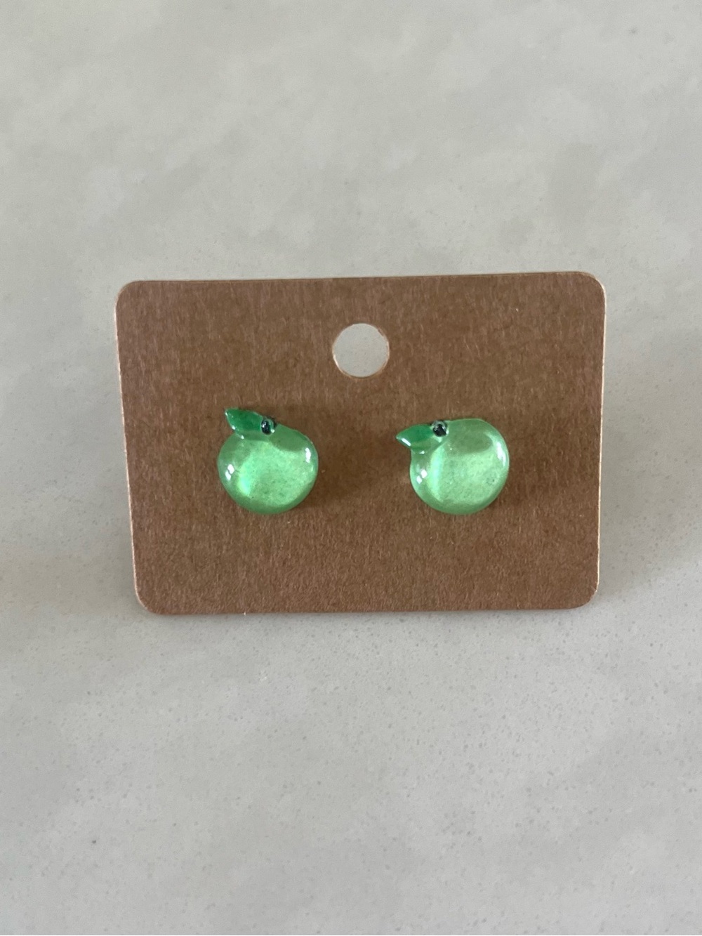 2/$15- Green Apple Stud Earrings Handmadd